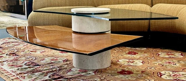 Natural Stone & Glass Sculptural Coffee Table (1 of 7)