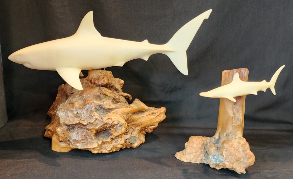 Pr. of John Perry Driftwood Shark Sculptures (1 of 8)