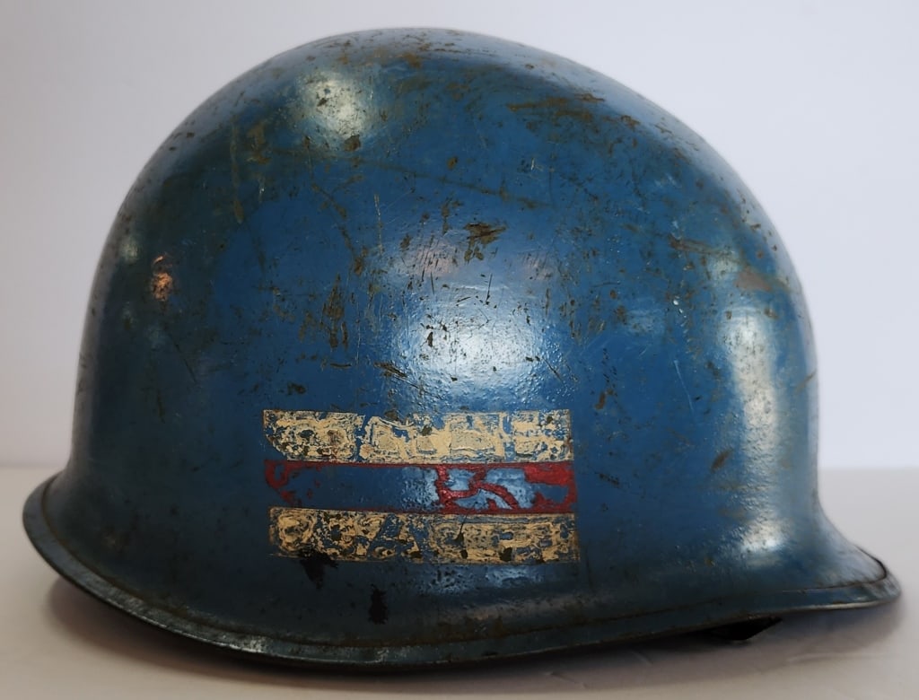 Vintage USS Canopus AS-34 Navy Steel Helmet: Vintage 1965 USS Canopus AS-34 Navy steel military helmet with liner. Approximately 6.25"h x 9.5"w x 11". Photos are considered part of the condition and description. 303-12