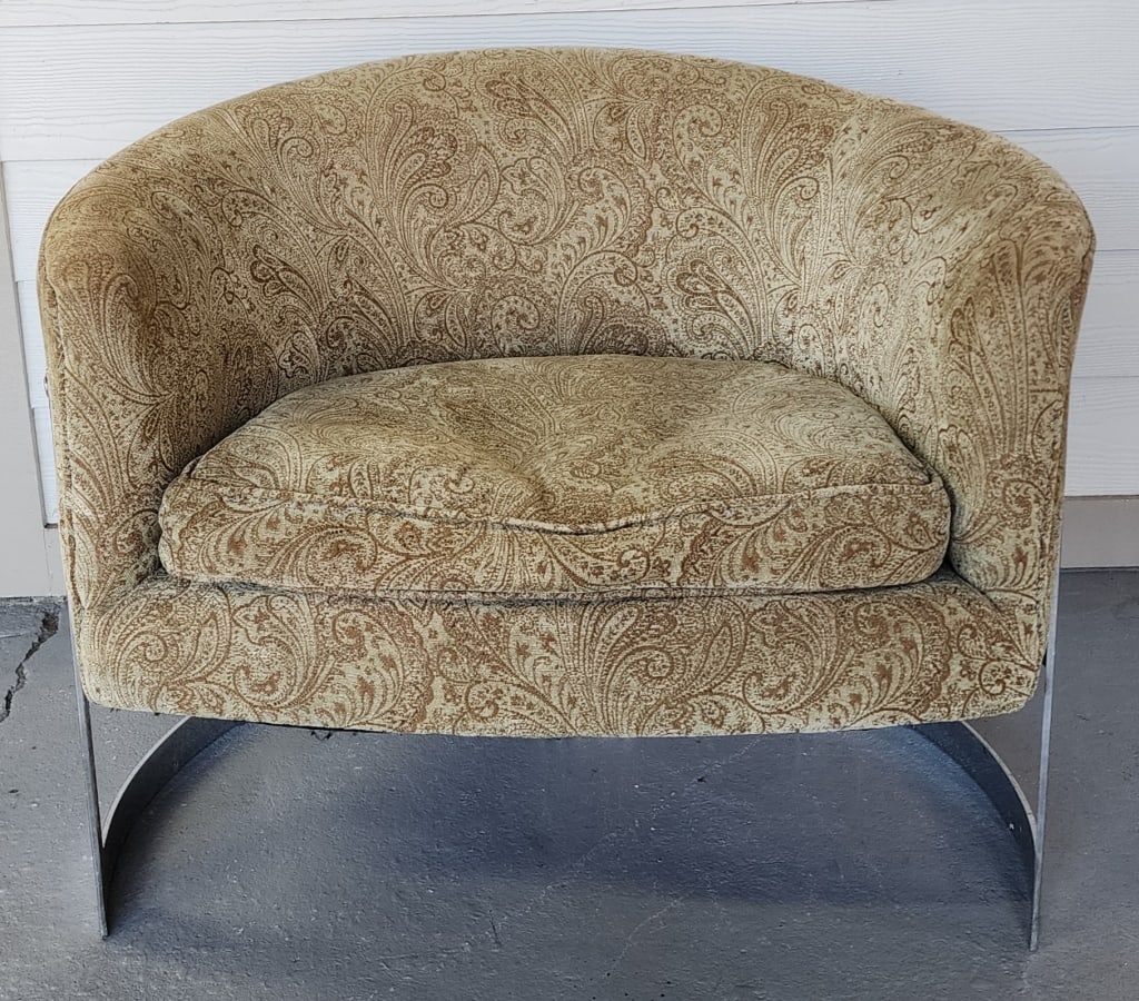 MCM Barrel Back Chrome Lounge Chair (1 of 6)