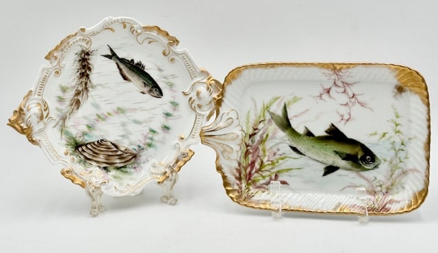 Pr. Hand Painted Limoges Fish Pattern Plates (1 of 10)