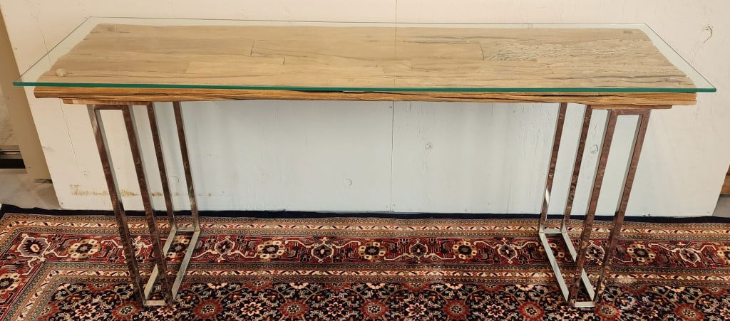Glass Top Sandalwood Console Table (1 of 7)