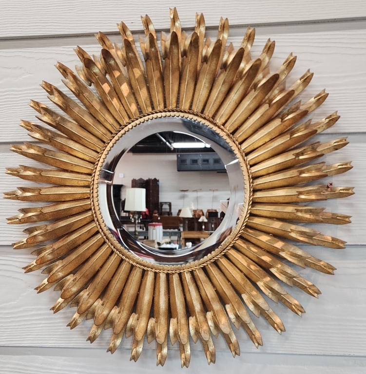 Beautiful MCM Gold Sunburst Hanging Mirror (1 of 5)