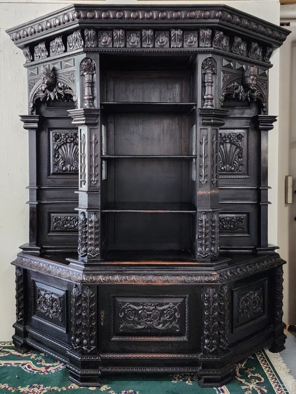 Large 93" Vintage Gothic Carved Cupboard (1 of 12)