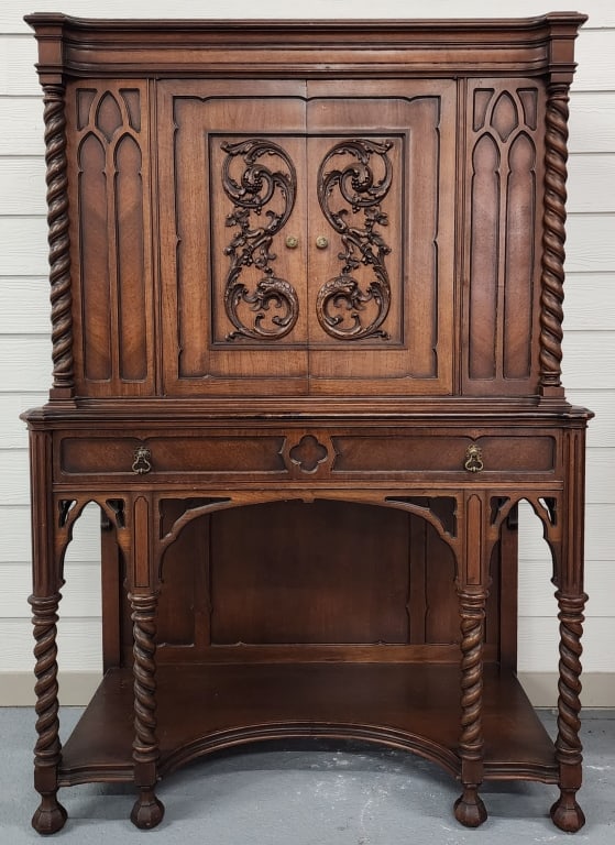 Vintage Gothic Revival Bar Cabinet (1 of 6)