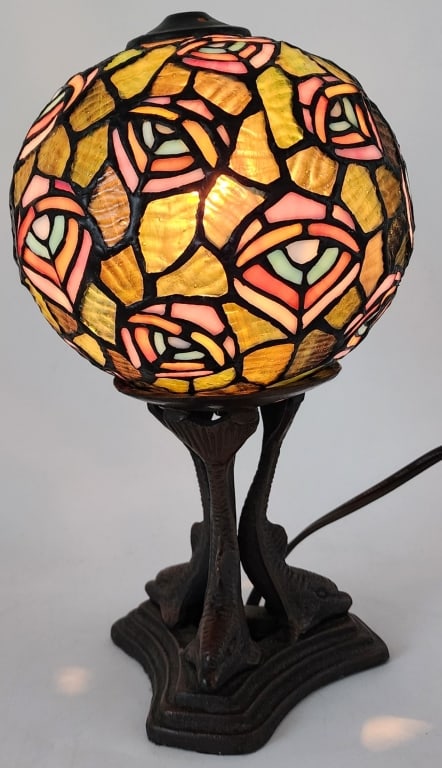 Gorgeous Tiffany Style Stained Glass Globe Lamp (1 of 6)