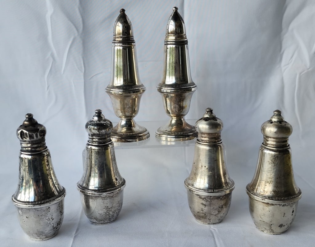 3 Sets of Weighted Sterling Salt & Pepper Shakers (1 of 8)