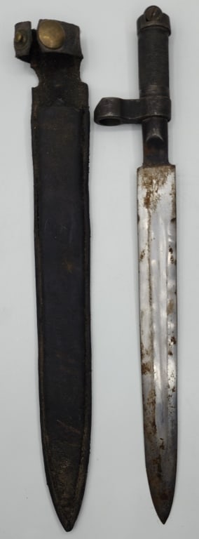 Antique Style 12" Bayonet w. Leather Sheath (1 of 6)