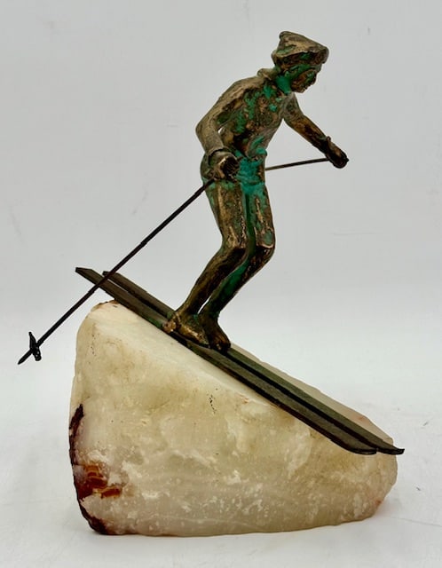Signed Jere Bronze Skier Sculpture On Onyx Base (1 of 13)