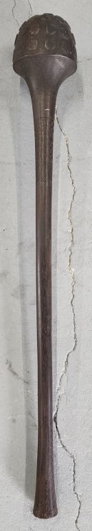 Carved Wood African Club Signed S. Yabaki (1 of 6)