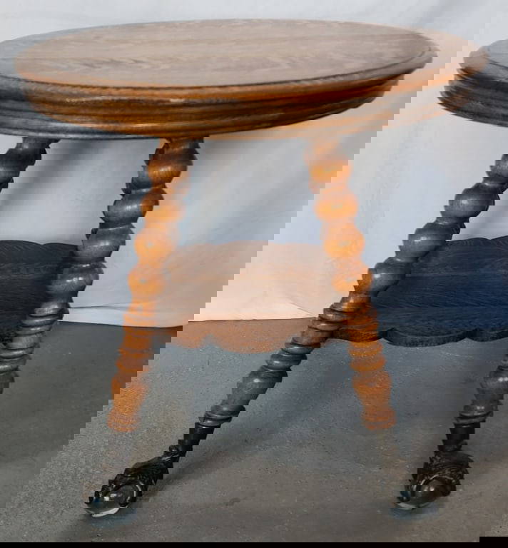Antique Oak Parlor Table W. Glass Ball And Claw Feet Auction