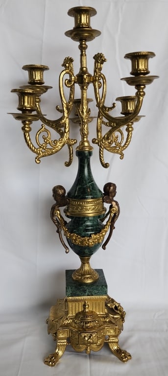 Vintage Louis XV Style Brass & Marble Candelabra (1 of 6)