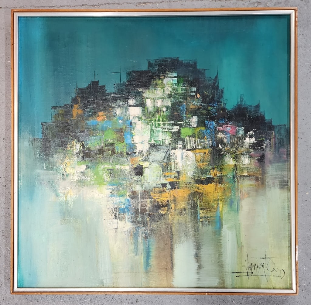 Framed Artist Signed Mid Century Oil on Canvas (1 of 5)