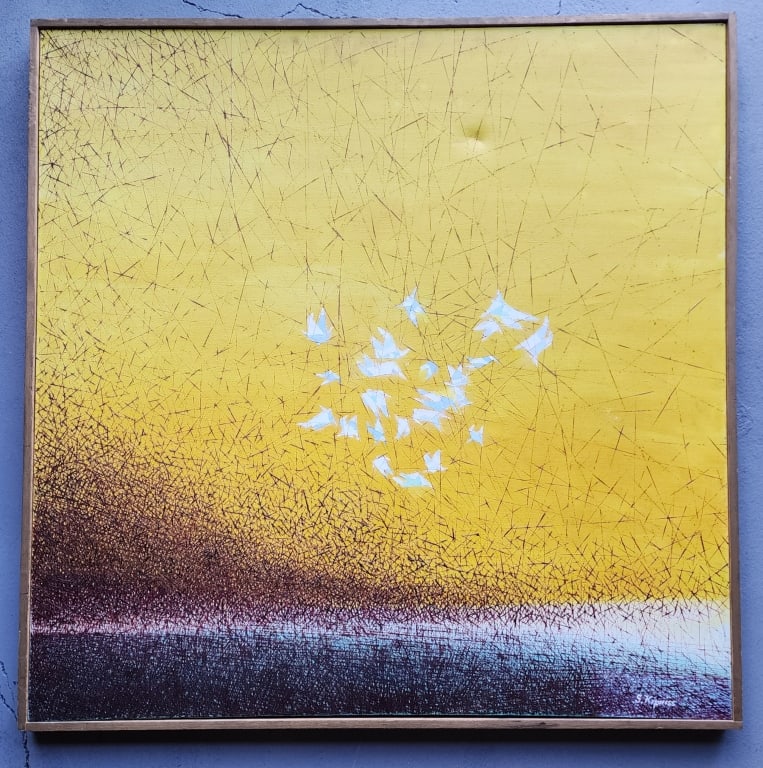 Artist Signed Abstract Acrylic Painting (1 of 5)