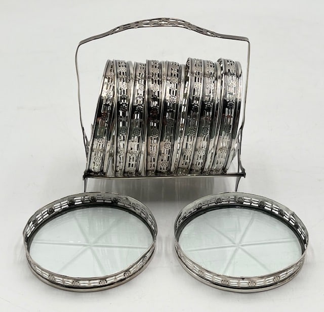 Vintage Webster Sterling Coaster Set with Rack (1 of 15)