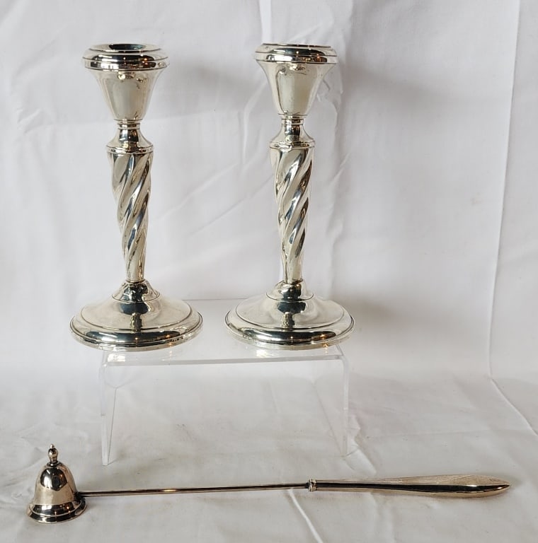 Lady Atkins Sterling Candlesticks & Snuffer (1 of 10)