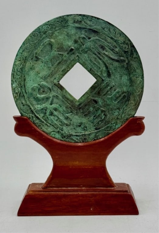 Large Japanese Iron Mon Coin Replica on Stand (1 of 10)