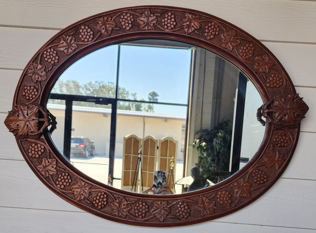 Vintage Grapevine Carved Wood Wall Mirror (1 of 3)
