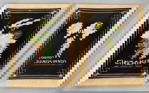 Pair of Empire Wine Advertising Wall Plaques: Pair of Empire Art Products wine advertising wall plaques. Made of glass. Includes Cinzano & Porto Ramos-Pinto. Approximately 19"x 15". Photos are considered part of the condition and