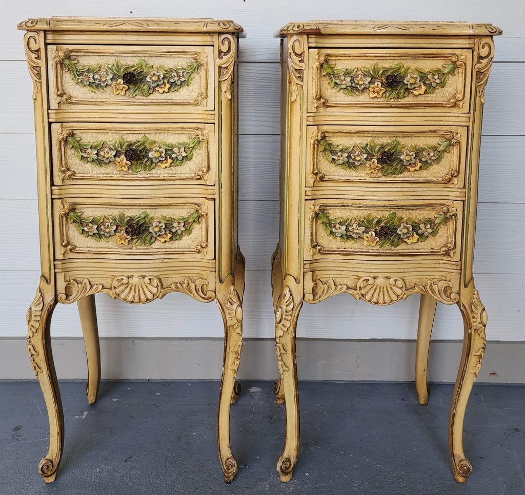 Pair Italian Barbola 3 Drawer Side Tables (1 of 10)