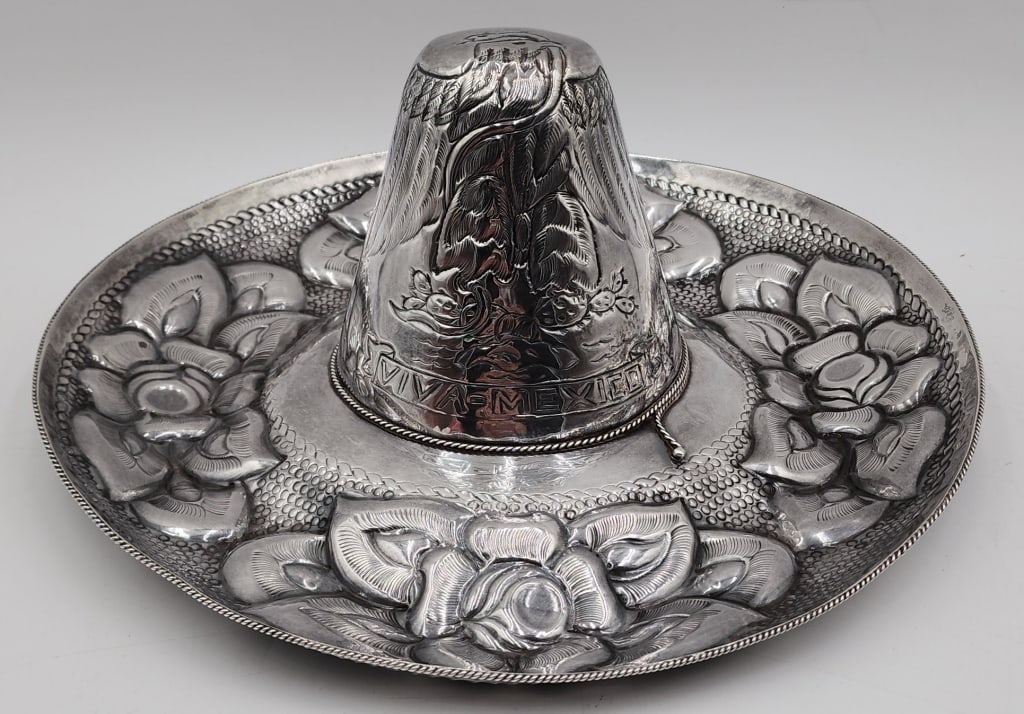 Large Viva Mexico Sterling Silver Sombrero - 18oz (1 of 8)