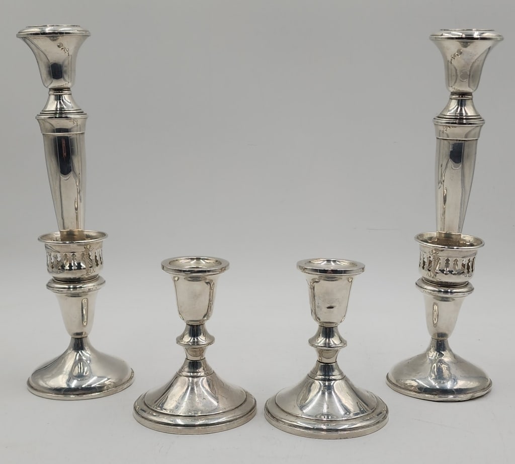 2 Sets Weighted Sterling Silver Candle Holders (1 of 11)