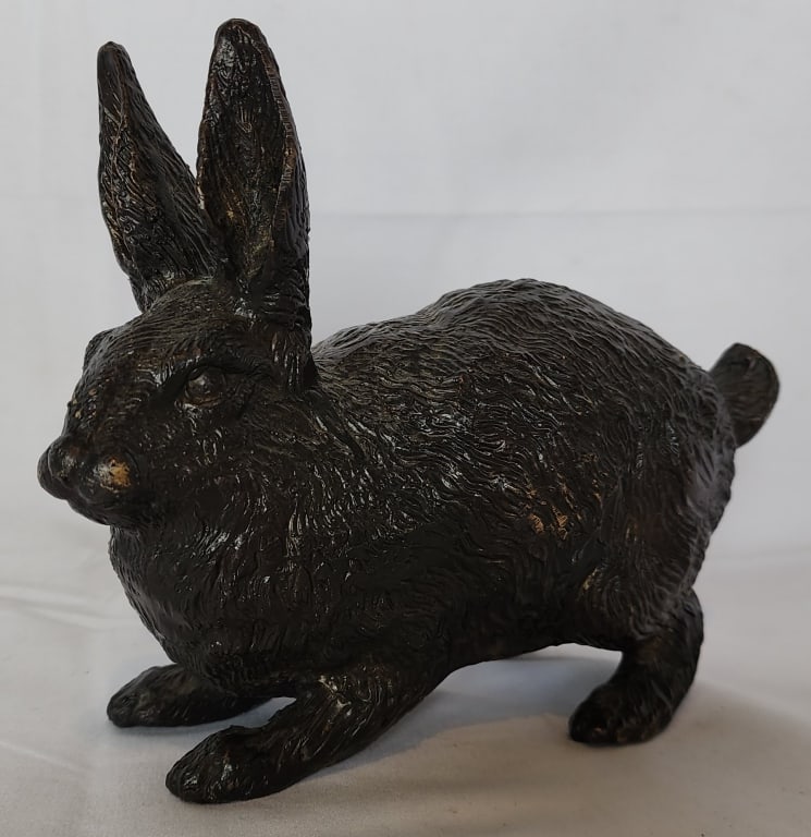 Vintage Solid Brass Brown Rabbit Sculpture (1 of 8)