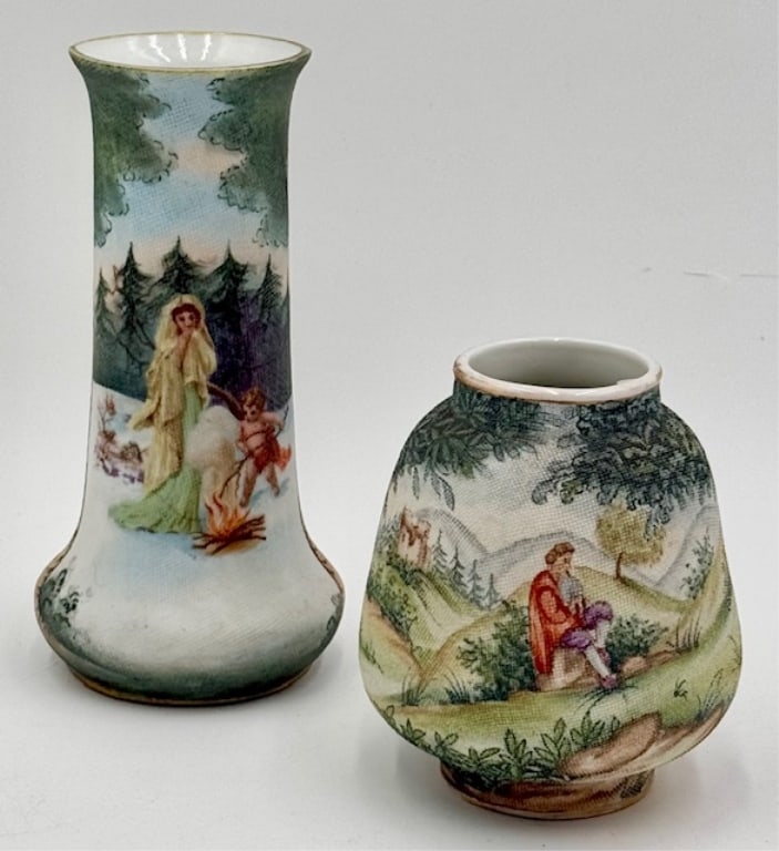 Pr. Vintage Hand Painted Tapestry Vases (1 of 14)