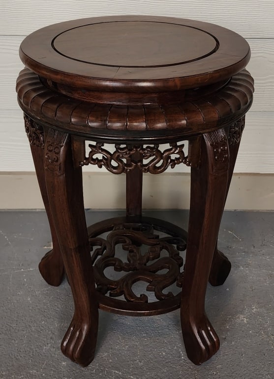 Carved Rosewood Asian Side Table (1 of 7)