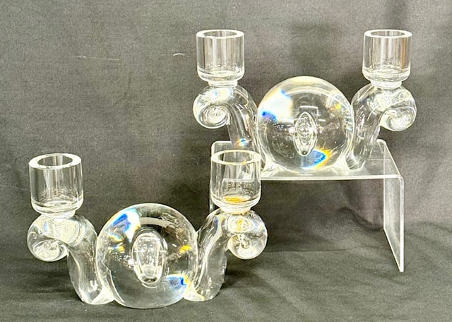Pr. of Steuben Crystal Glass Candle Stick Holders (1 of 9)
