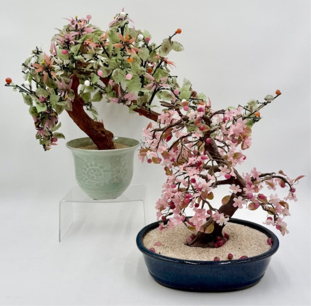 Pair of Beautiful Jade & Glass Trees (1 of 18)