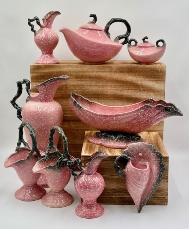 9pc Pink & Black Hull Pottery Woodland Collection (1 of 20)
