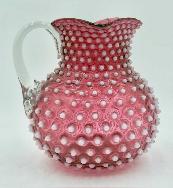Stunning Fenton Style Hobnail Cranberry Pitcher (1 of 11)