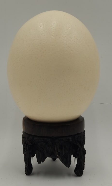 Real Ostrich Egg Shell on Ornate Wooden Stand (1 of 8)