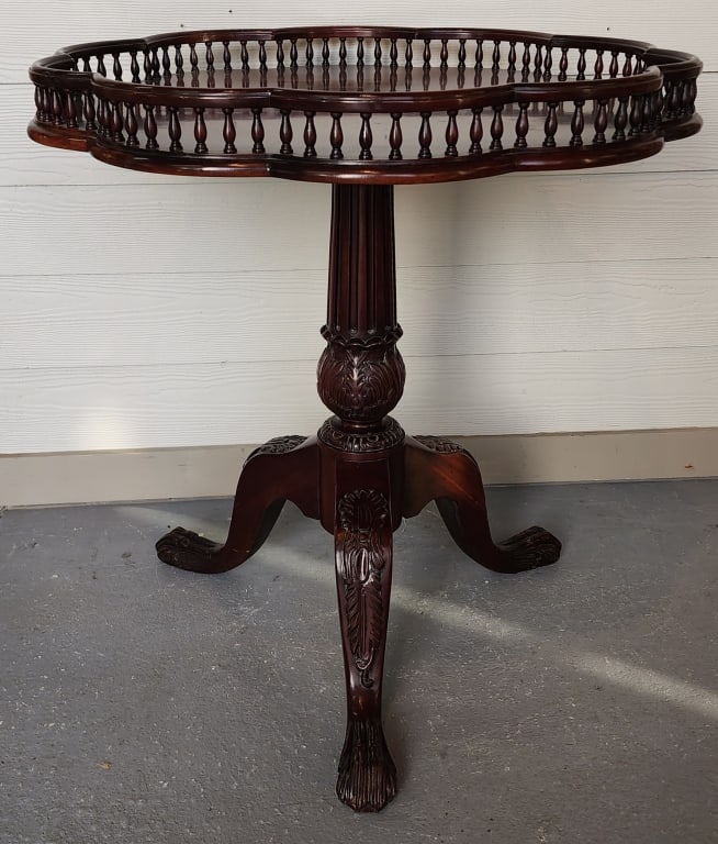 Vintage Wellington Hall Carved Mahogany Tea Table (1 of 7)