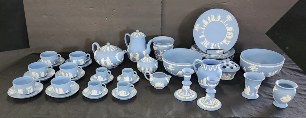 Lg. Collection of Vintage Wedgwood Blue Jasperware (1 of 11)