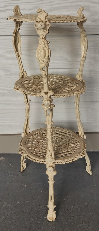 Vintage Ornate 3 Tier Cast Iron Plant Stand (1 of 4)