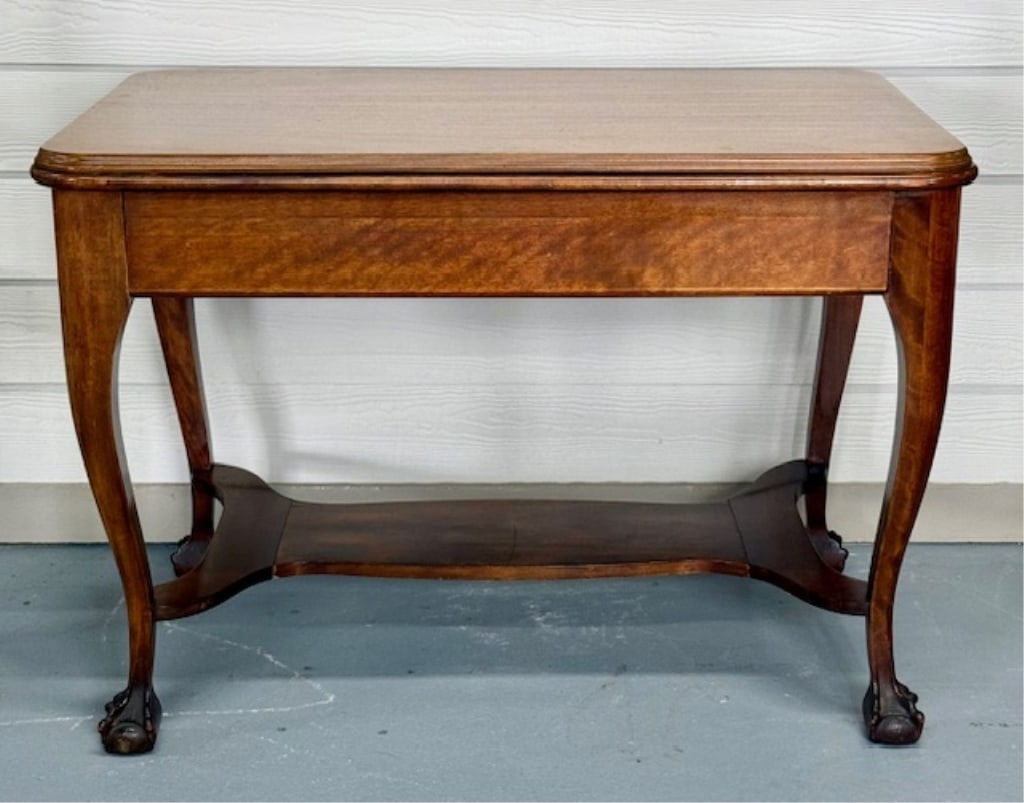 Vintage Single Drawer Oak Claw Foot Table (1 of 13)