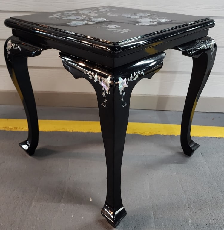 Beautiful Black Lacquered & M.O.P. Side Table (1 of 9)