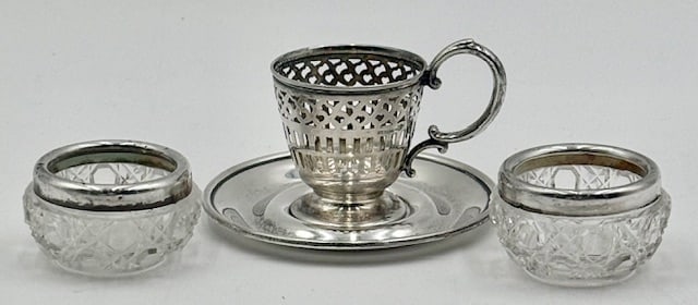 Vintage S.S. Demitasse Cup & Saucer & Salt Bowls (1 of 18)