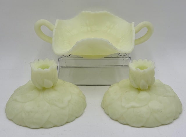 3pc Vintage Fenton Custard Uranium Glass (1 of 15)