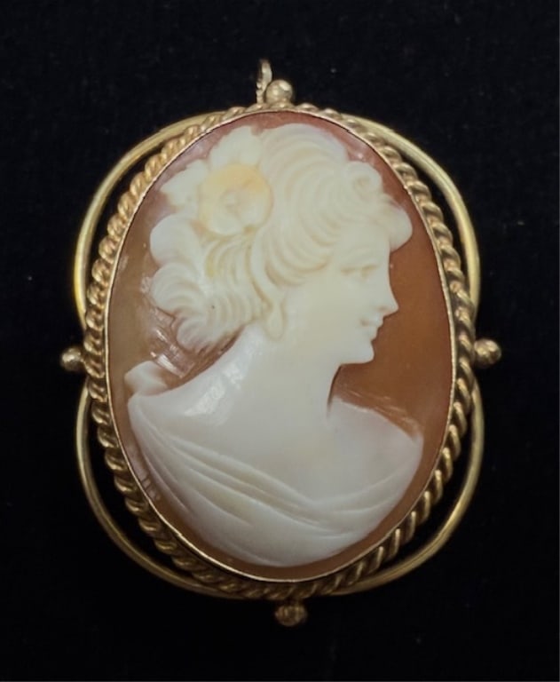 Beautiful 14k Cameo Brooch - 4.8g (1 of 13)
