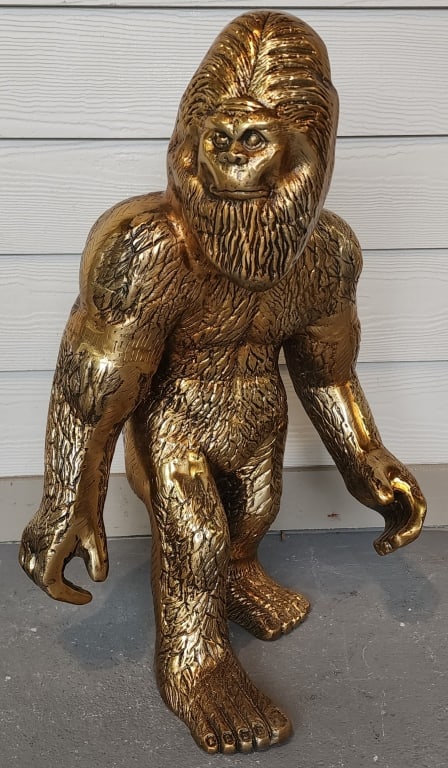 26" Gilted Cast Aluminum Walking Bigfoot Statue (1 of 6)