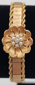 14k Art Deco Ladies Bracelet Watch -34.1g TW