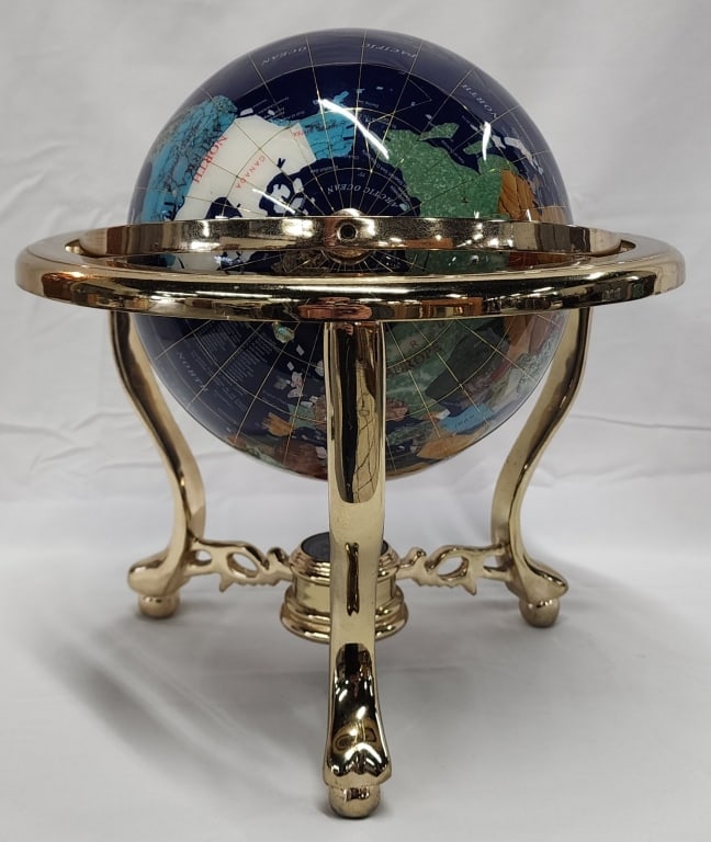 Blue Lapis Ocean Table Top Gemstone Globe (1 of 5)