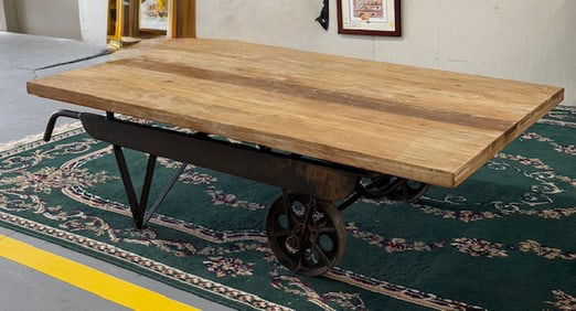 Unique Rustic Industrial Style Cart Coffee Table