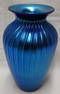 Handblown Lundberg Studios Blue Iridescent Vase
