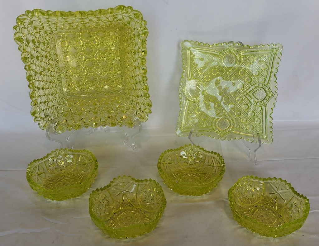 Collection of Assorted Vintage Cut Uranium Glass (1 of 8)