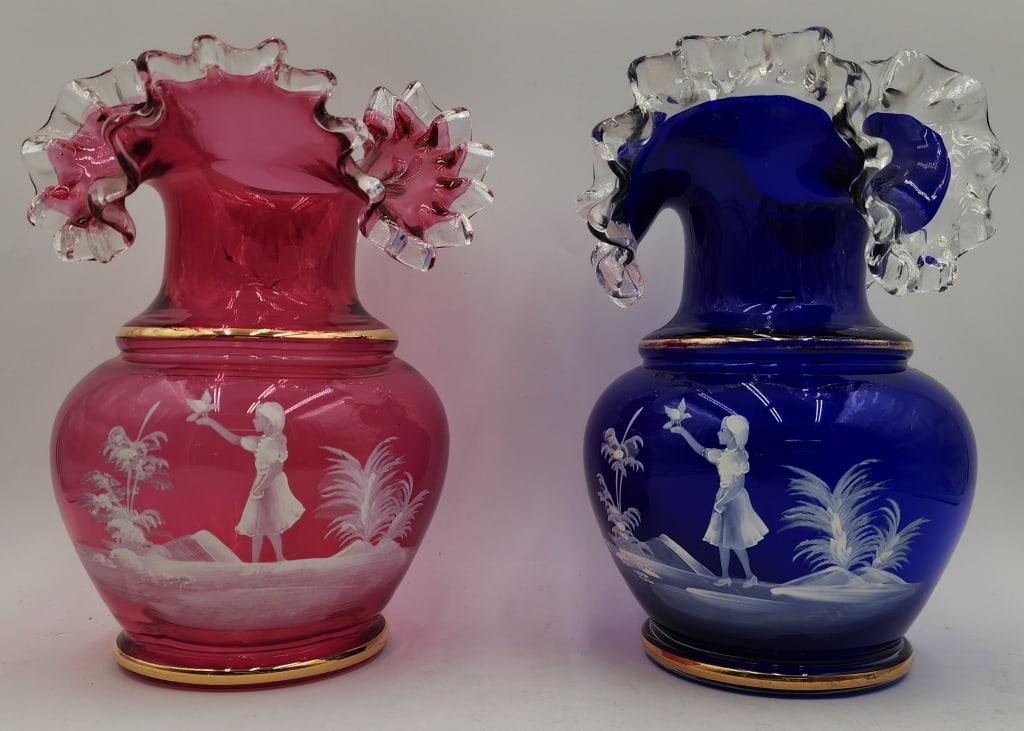 Pair Mary Gregory  Hand Painted Vases (1 of 8)