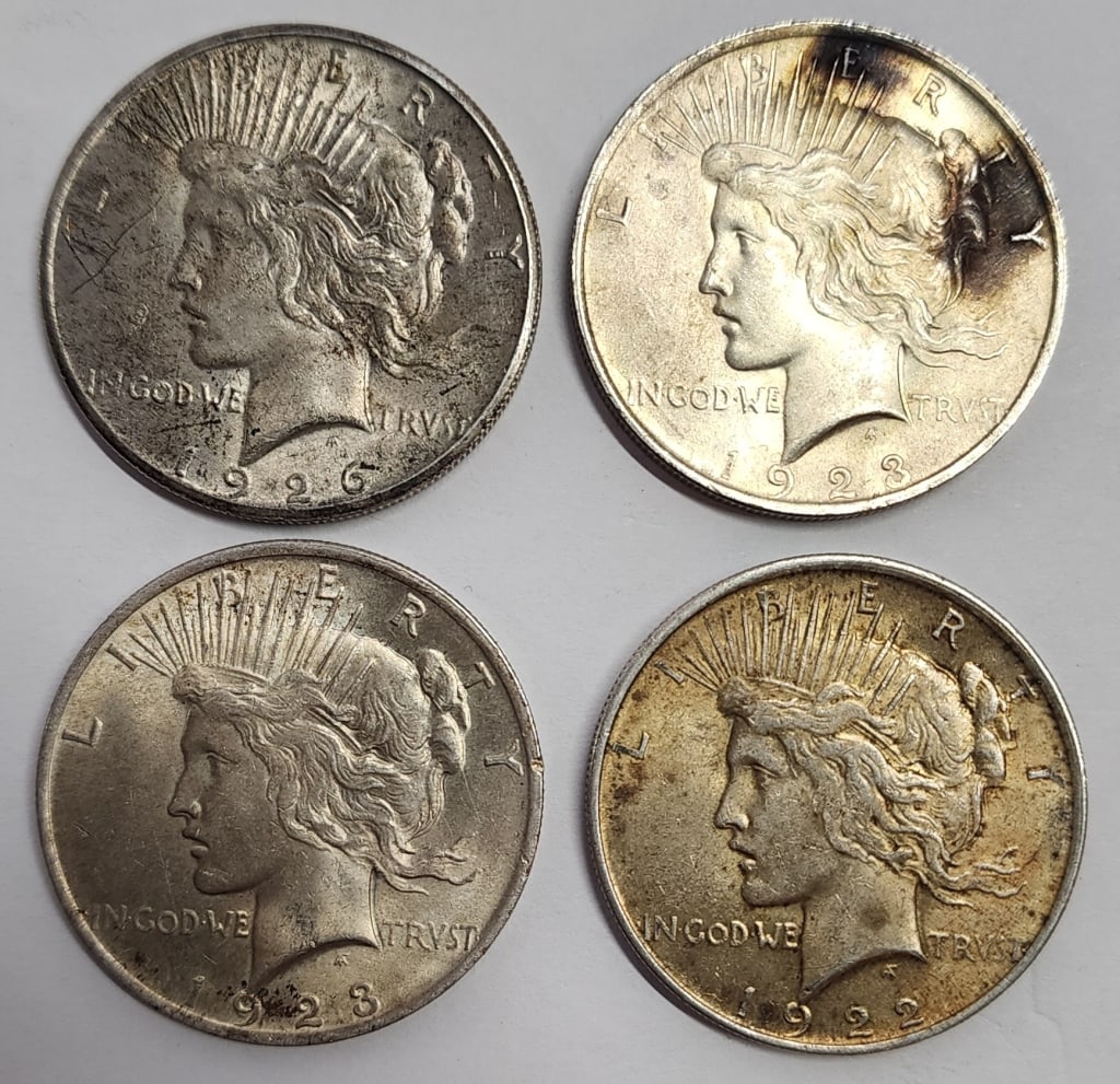 4 Silver Peace Dollars (1 of 3)